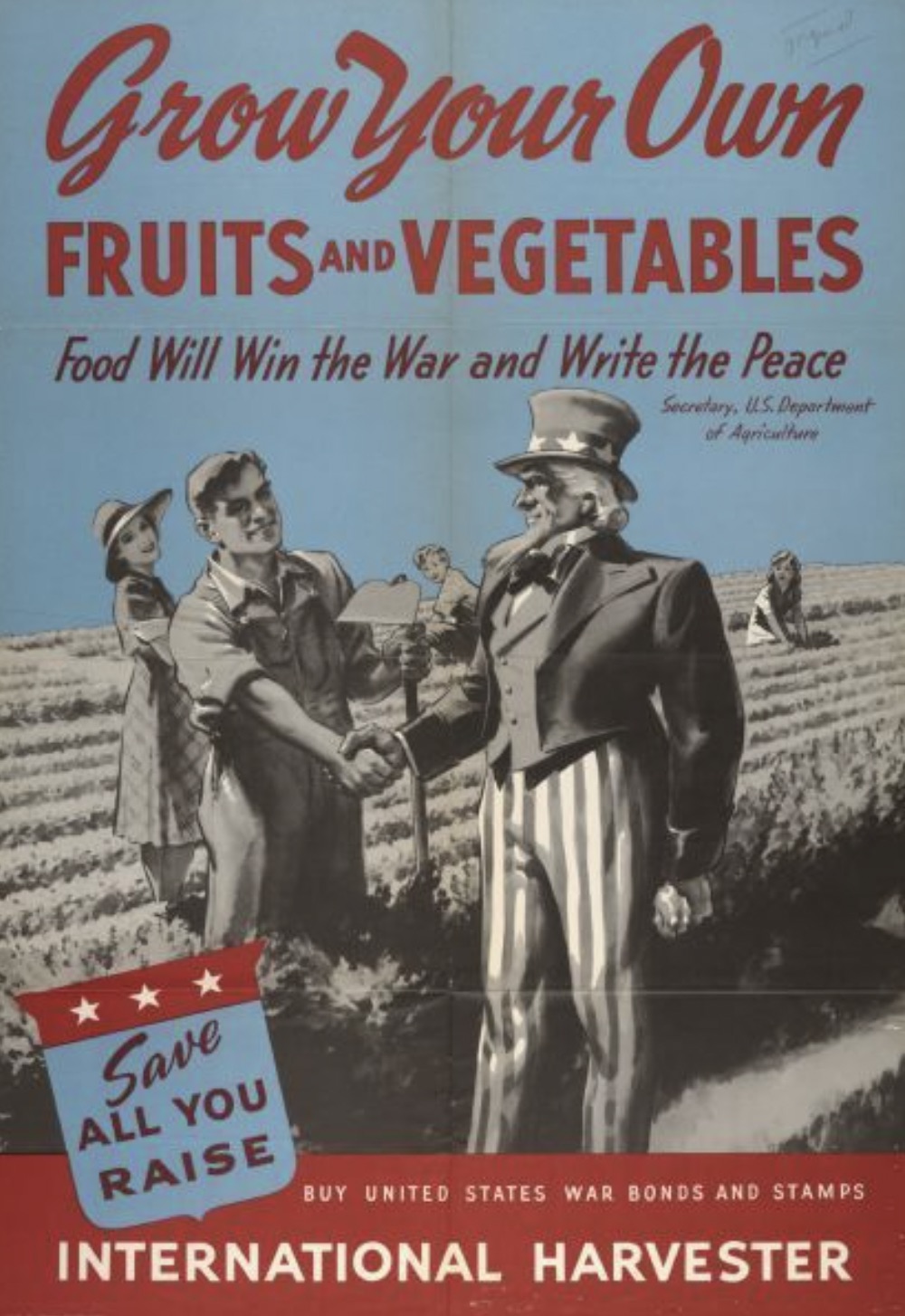 Poster encouraging victory gardens from the US Department of Agriculture 